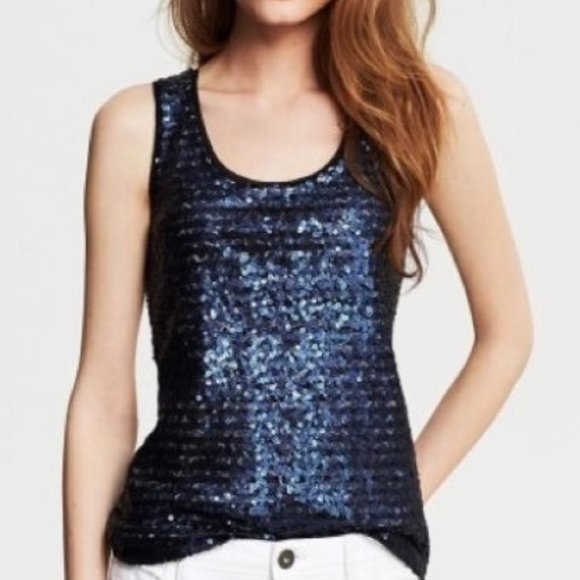 J. Crew Tops - J. Crew Navy Blue Sequin Tank Top